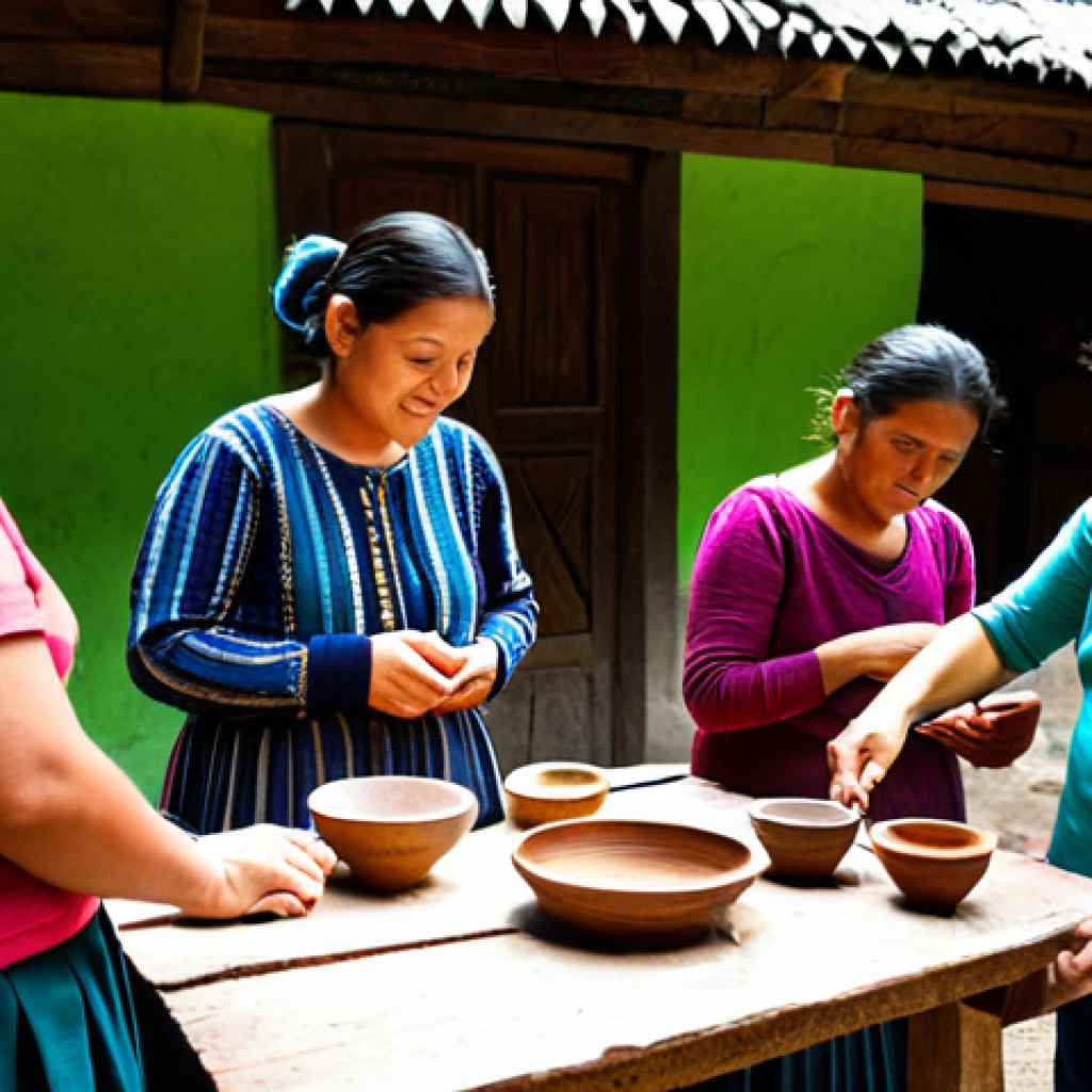 Community-Based Tourism**

"A group of fully clothed tourists participating in a traditional craft workshop in a small village in Guatemala, learning from local artisans, appropriate attire, safe for work, perfect anatomy, correct proportions, natural lighting, family-friendly, professional photography, high quality, modest setting."

**