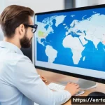 여행산업기사 실기시험에서 자주 나오는 문제 - A professional travel agent sitting at a modern desk with multiple computer screens showing flight b...